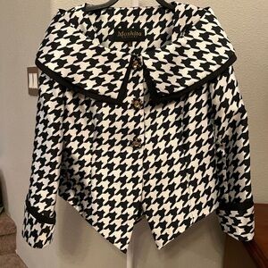 Black and White Houndstooth Skirt & Jacket Suit